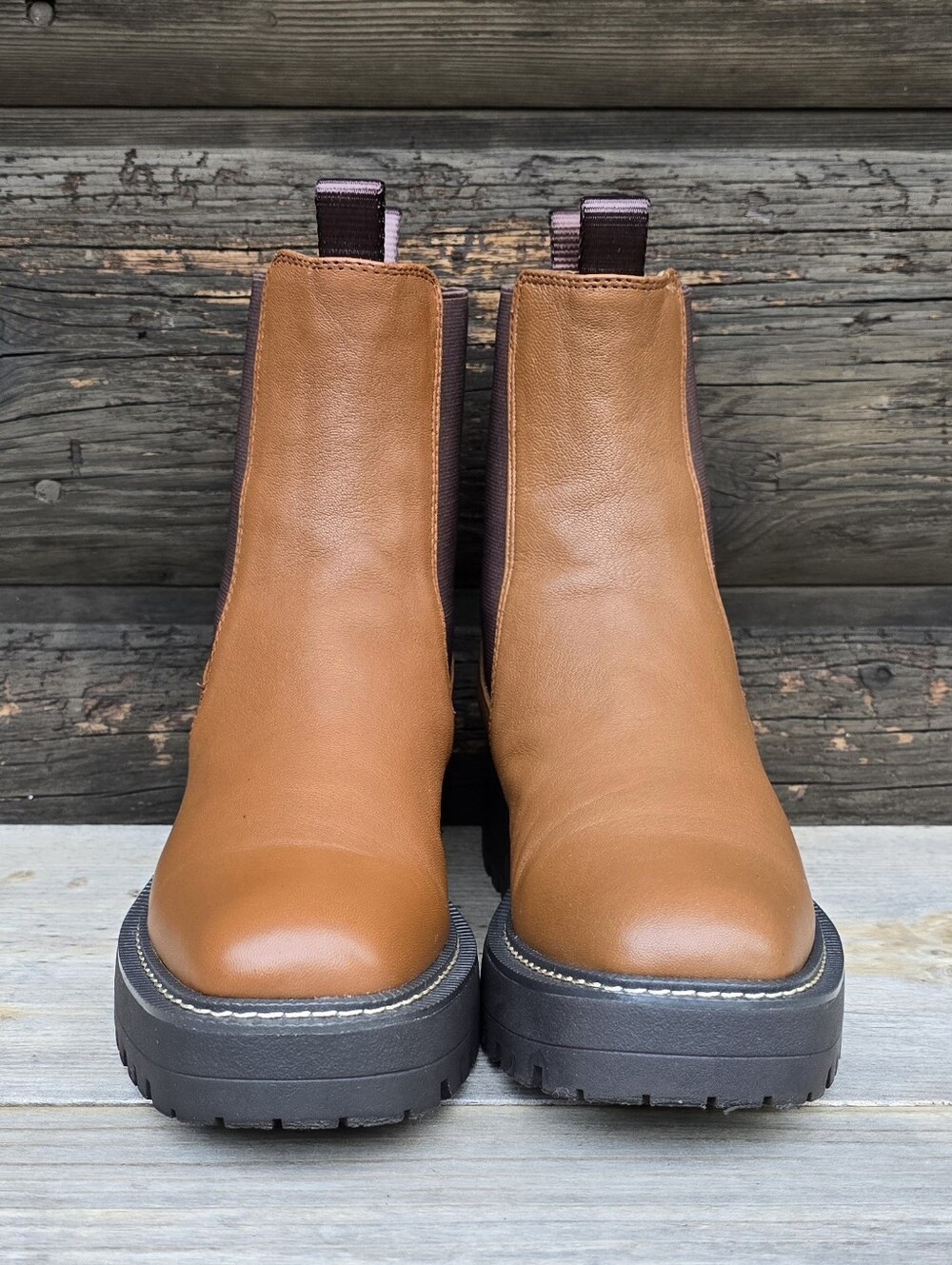 Sam Edelman Laguna Urban Utility Minimalist Platform Lug Sole Chelsea Boots 7.5M - Picture 9 of 16